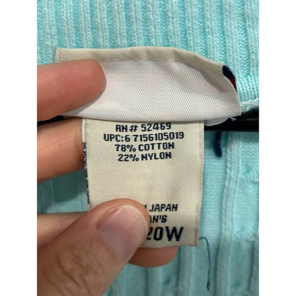 Faded Glory V-Neck 3/4 Sleeve Cable Knit Sweater Aqua Blue Size 18W/20W Cozy - Picture 6 of 10